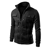 BaZhaHei Herren Einfarbig Stehkragen Jacke Herbst Sport Leichte Outdoor Slim Fit Sweatshirt Kapuzenpullover Übergangsjacke Fliegerjacke Freizeitjacke Windjacke mit Reiß