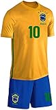 Blackshirt Company Brasilien Kinder Trikot Set Fußball Fan Zweiteiler Gelb Blau Größe 104 Größe 104