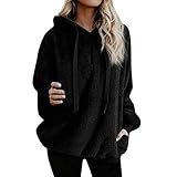BAOBU Damen Pullover Langarm Lose Winter Hoodie Warm Teddy-Fleece Oversize Sweatshirt Tops mit Kapuze Hoodie Pullover,Hohe Qualität Elegant Teddy-Fleece Sweatshirt & Langarm Einfarbig Herbst W