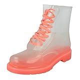 Spot on Damen Funky Gummistiefel in Neonfarben zum Schnüren, transparent (36 EU) (Pink)