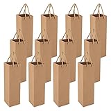 Heyu-Lotus 12 Pack Geschenktüten für Wein, Recycelbarer Wein Champagner Geschenktasche für Weihnachten, Hochzeit, Geburtstag (Braun)