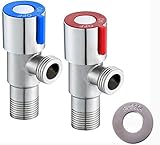 2 Stück Edelstahl Eckventil Waschbecken Wandanschluss Bad Heißes Kaltes Wasser Absperrventil Regulierventil 1/2' Z