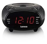 Lenco CR-740 Radiowecker mit CD-Player - AM/FM Radio - zwei integrierte Lautsprecher - 2 Weckzeiten - Schlummerfunktion - Sleeptimer - Dimmer Funktion - LED Display - schw
