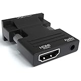 JAMEGA – HDMI auf VGA Adapter 1080P HDTV mit Audio Übertragung Konverter | 3,5mm Audioanschluss | HDMI Buchse zu VGA Stecker für PC, Laptop, Monitor, Beamer UVM