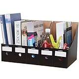 Faderr 5 Stück/Set Aktenmagazinhalter, Kraf t t Wellpapp-Aktenhalter, Trennwand, Dokumente, Schreibwaren, Aufbewahrungsbox für Schule, Schlafsaal, Büro (schwarz)