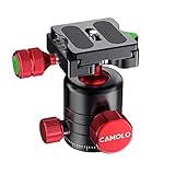 CAMOLO Panorama Kugelkopf Stativkopf Quick Release 360 ° Drehbar, Metall Stativkopf, Tripod Ball Head Arca Swiss mit Wasserwaage für 1/4' Stativ Einbeinstativ, DSLR Kamera Schieber, 22lbs/10kg L