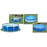 Intex Metal Frame Pool - Aufstellpool - Ø 366 x 76 cm - Mit Filteranlage - 12V & Solarabdeckplane für Easy & Frame Pool Ø 366 cm, Stärke 120 Mikron, 29022