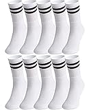 Ladeheid Damen und Herren 5er 10er 20er 30er Pack Socken aus Baumwolle AT007 (Weiß Schwarze Streifen (10 Pack), 47-50)