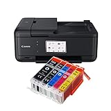 Canon Pixma TR8550 TR-8550 Farbtintenstrahl-Multifunktionsgerät (Drucker, Scanner, Kopierer, Fax, USB, WLAN, LAN, Apple AirPrint) Schwarz + 5er Set IC-Office XXL Tintenpatronen 580XXL 581XXL