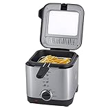 1,5L Fritteuse Elektro Fritöse Frittierkorb Friteuse Pommes Kaltzonenfritteuse Anti-Geruchsfilter Spritzschutz Edelstahl Mini Fritteuse 900W Temperaturk