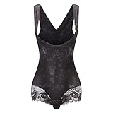 KSKshape Damen Shapewear Figurformender Formende Bodys Taillenformer Shaping Bodysuit mit Haken, Schwarz, (Für Taille 59-61cm) M