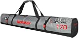 Brubaker Skitasche Carver Tec Pro Silber Rot - Gepolsterter Skisack für 1 Paar Ski und Stöcke - Reißfester Ski Bag 170