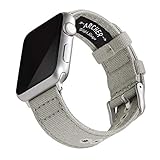 Archer Watch Straps - Canvas-Uhrenarmband für Apple Watch (Aschgrau, Silber, 42/44mm)