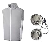 HEVÜY Leichte Lüfter Weste Herren Damen Klimaanlage Kleidung Reißverschluss mit Ventilator USB Sommerkühlung Kleidung Elektrische Lüfter Kühlweste Sommer Jagd Wandern Ang