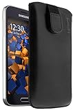 mumbi Echt Ledertasche kompatibel mit Samsung Galaxy S5 mini Hülle Leder Tasche Case Wallet, schw