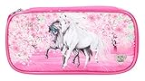 Depesche 11425 Miss Melody - Schlamper-Etui mit traumhaftem Pferde-Motiv, pinkes Mäppchen mit praktischer Aufteilung für Schreib- und Zeichenutensilien, ca. 23 x 12 x 7