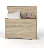 Truhe 6010 Eiche Cambrian Sitztruhe Spielzeugtruhe mit Softclose 2 Fächer 90x61x40 cm Wäschetruhe Ankleidebank Sitzbank mit S