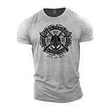 GYMTIER Sons of Odin Helm – Viking Gym T-Shirt für Herren, Bodybuilding, Gewichtheben, Strongman, Training-Top, Activewear, Grau - Sport Grey, S