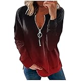 Damen T Shirt Langarm Tunika Casual Langarmshirt Sweatshirt B