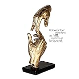 Casablanca - Skulptur, Dekofigur - Two Hands - Zwei Hände - Polyresin - goldfarben/schwarz - 29 x 13,5 x 8