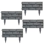 4pcs Rasenkante In Steinoptik, Rasenkante Granit Plant Grenze,Gartenpalisade Beeteinfassung, Beeteinfassung Beetumrandung Rasenkante Mähkante Palisade Garten B