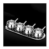 WECDS Gewürztöpfe Edelstahl Gewürzbehälter Set Gewürzglas Gewürzregal Gewürz Menage Flasche Salz Pfeffer Zucker Aufbewahrungsorganisatoren mit 4er Set Küchen Gewürzgläser (Color : A)