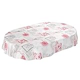 ANRO Wachstuchtischdecke Wachstuch Wachstischdecke Tischdecke abwaschbar Rosen Landhaus Antik Grau Oval 140 x 180