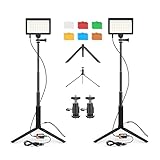 JINTU 2 Packs 96 LED-Videoleuchte 5600K USB Studio Lampe mit Stativständer-Kit, 6 Farbfilter für Tisch- / Live-Streaming, Kamera- / Konferenzbeleuchtung, Spiel-Streaming / YouTube-Videofotog