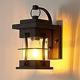 Außenwandleuchten Traditionelle viktorianische E27 Retro Outdoor Wandleuchte Gartenlampe Schwarz Wasserdicht IP44. Industrial Sconce Antique Lampen Balkon Lampe Guss Aluminium und Glas Schatten für H