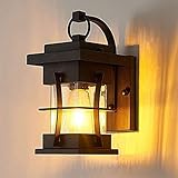 Außenwandleuchten Traditionelle viktorianische E27 Retro Outdoor Wandleuchte Gartenlampe Schwarz Wasserdicht IP44. Industrial Sconce Antique Lampen Balkon Lampe Guss Aluminium und Glas Schatten für H