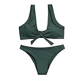 AMUSTER Sexy Damen Bikini Set Strand Bademode Badeanzüge Bikinis für Frauen Mädchen Bandeau Trägerlosen Badeanzug Push Up mit Bügel Bikini Oberteil + Höschen (M, Armeegrün)