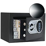 SamYerSafe Tresor mit Sensorlicht, Sicherheitssafe elektronischer digitaler Tastatur, Stahlkonstruktion, Geldtresor Schloss, versteckter Safe für Zuhause, Wand oder Schrankverankerung Design (Graphit)