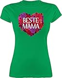 Mutter Geschenk Mama - Beste Mama - Herz - XL - Grün - Familie - L191 - Tailliertes Tshirt für Damen und Frauen T-S