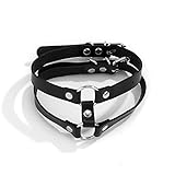 Duyifan Sexy Double-Laye Pu Leder Halsband, Handgefertigtes, Elastisches Halsband Aus Leder, Gothic Frauen Halskette Punk Schmuck Club Party