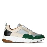 Sacha Mehrfarbige Ledersneaker mit grünem Detail Grü