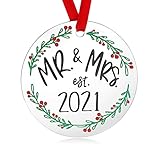 Mr & Mrs 2021 Weihnachtsschmuck für die erste Weihnachtsfeier, als Andenken, aus E