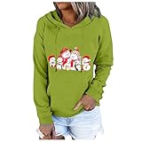 Finetyu Sweatshirt Jacke Damen mit Kapuze Weihnachtshoodie Weihnachtspullover Lustige Weihnachts Zwergen Gedruckt Strickpullover Kapuzenjacken Casual Schneemann Printed Langarm Top