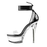 Only maker Damen Plateau Sandaletten High Heels Gladiator Sandalen mit Hohem Stiletto Schwarz 40 EU