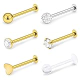 VFUN 16G Chirurgenstahl Labret Studs Monroe Piercing Lippenpiercing Retainer Cartilage Tragus Nail Conch Helix Ohr Barbell Piercing Schmuck mit Diamond CZ für Damen Herren - G