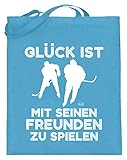 shirt-o-magic Eishockey: Mit Freunden spielen - Jutebeutel (mit langen Henkeln) -38cm-42cm-Hellb