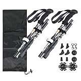 LIEKUMM 2er-Pack 7075 Tragbarer Trekkingstock aus Aluminium 105-125cm mit Eva-Griff. Leichter Faltbarer Trekkingstock mit Quick Flip Cover Tragkraft 100 kg geeignet zum W