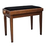 KLAVIERBANK - PIANOSTUHL - KLAVIERHOCKER - PIANOBANK - WALNUSS HOCHGLANZ BRAUN - POLSTERUNG SCHWARZ - HÖHENVERSTELLBAR - SITZFLÄCHE 36cm x 56cm - KL3