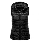 Steppweste Damen lang mit Kapuze, Daunenweste Damen Länge Pufferjacke Wintermantel Vest mit Kapuze Weste Mantel Ärmellose Warmer Daunenmantel mit Taschen Steppweste Daunenjacke Steppjack