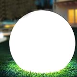 Bakaji Design Gartenkugel Durchmesser 30 cm Beleuchtung Außenbeleuchtung für Boden oder Tisch E27 Leuchtmittel max. 25 W Farbe Weiß mit Erdnägeln Befestigung am Boden 20