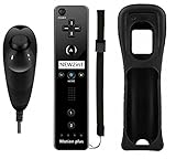 Wii Controller Motion Plus Remote Game Control,Remote und Nunchuk Motion 2 in 1 - mit Silikongehäuse und Armband,Bewegungssensor Kompatibel für Nintendo Wii/Wii U (Schwarz)