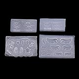 LANCHEN 4Pcs Mini Herz Flügel Harz Ohrring Anhänger Form Nail Art Vorlage Silik