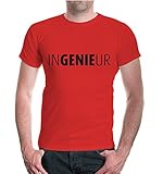 buXsbaum® Herren Unisex Kurzarm T-Shirt Bedruckt Ingenieur | Genie Technik Studium | M red-Black R