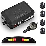 Retoo Auto Rückfahrwarner Einparkhilfe mit 4 Sensoren, LED Anzeigen, Reichweite bis zu 2 Meter und Akustische Warnung, Einparkassistent, Einparksystem, Universal Parken Sensor System, Einparkhilfe-S
