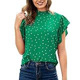 Frauen Casual Valentinstag Herzdruck Kurzarm Hohlknopf Splice Shirt Bluse Tops,Retro Drucken T-Shirt Pullover Oversize Oberteile Streetwear Elegant Tops Trägerlos Shirts Lose Blusen Eay
