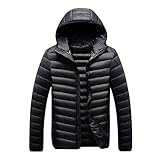 Herren Daunenjacke Winter Koreanische Mode Schlanke Jugendfarbe Mit Kapuze, Lässige, Leichte Herren Daunenjacke,Schwarz,XL